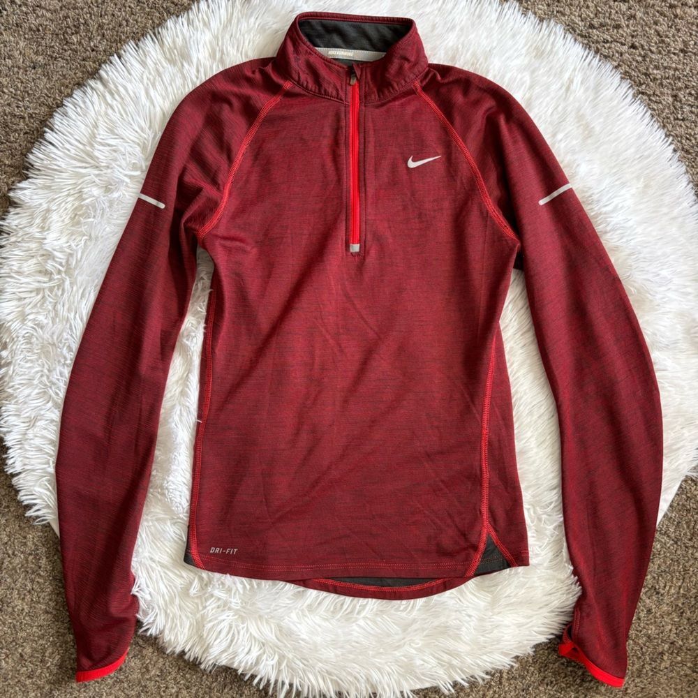 Nike Running Shirt Wool Blend‎ Dri Fit Quarter Zip Long Sleeve Womens Size XS